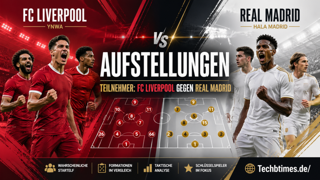 Aufstellungen: Teilnehmer: FC Liverpool gegen Real Madrid